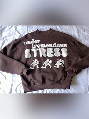 Sisters & seekers chocolate ‘under tremendous stress’ sweatshirt size S